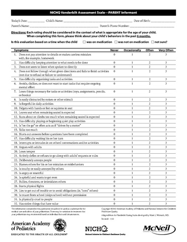 ADHD Forms - UofL General Peds