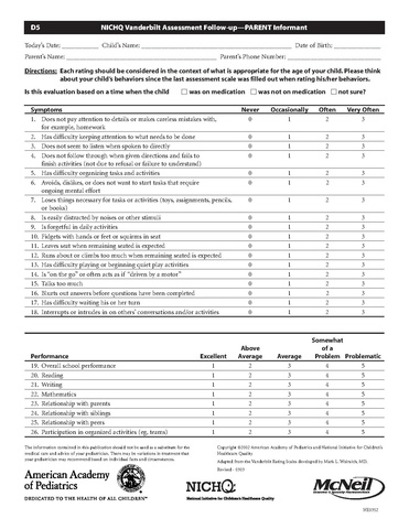 ADHD Forms - UofL General Peds