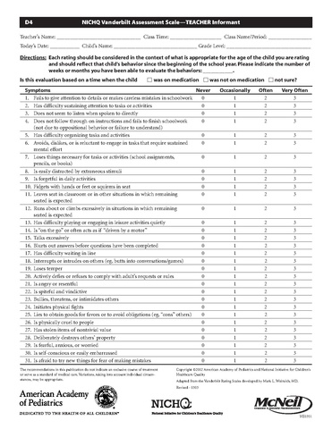 ADHD Forms - UofL General Peds