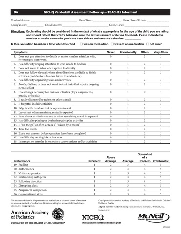 ADHD Forms - UofL General Peds